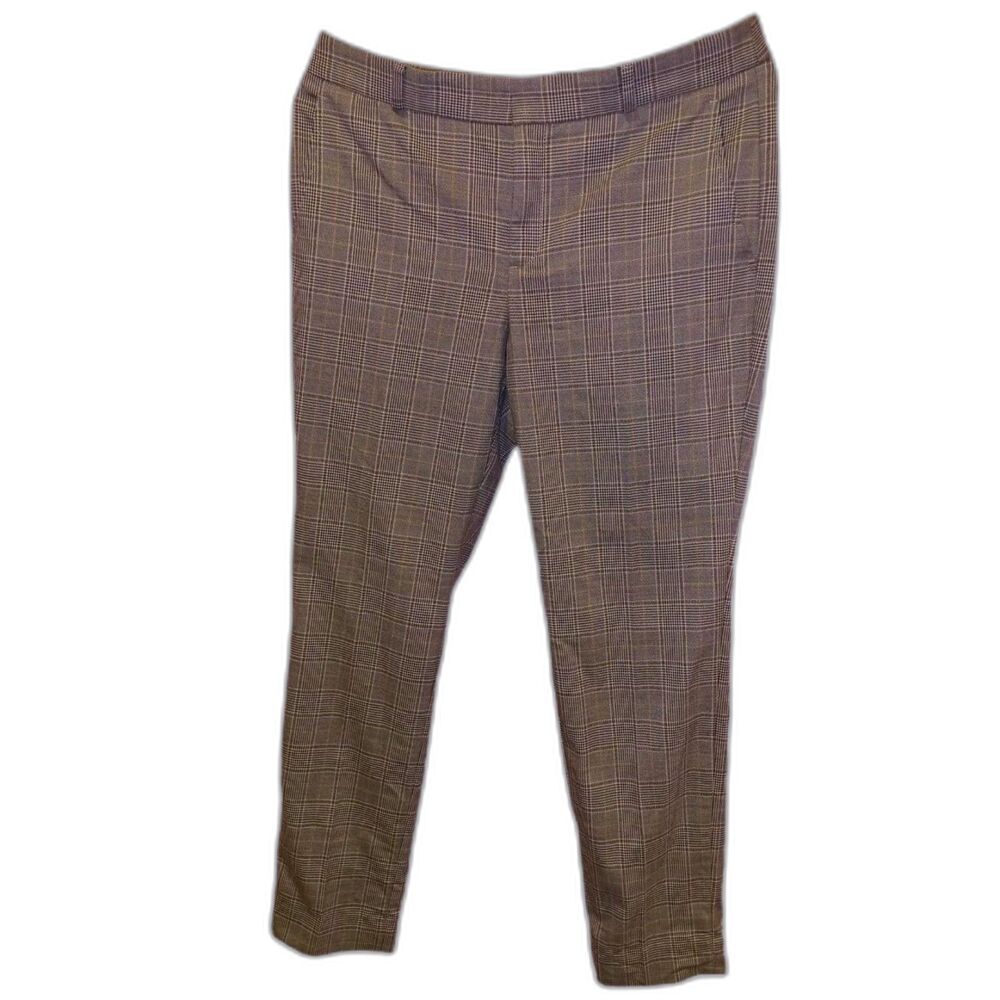 Banana Republic Ryan Brown Plaid Wool Blend Trousers Size 8